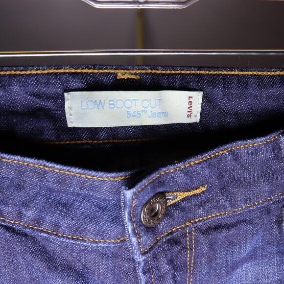 Levi’s 545 Low Boot Cut Jeans Size 12 Medium Dark Wash Distressed - Picture 3 of 4